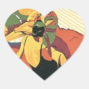 Adesivo Coração Férias Retro-Beach Do Pau De Barreira