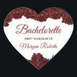 Adesivo Coração Festa de solteira de Rosa vermelha<br><div class="desc">Festa de solteira de Rosa vermelha borgonha Cartazes cardíacos Ver Niche e Nest Store para coleção correspondente</div>