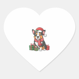 Adesivo Coração Festas de Natal de Cães de Gado Australianos Holid