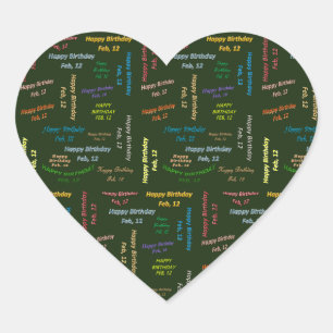 Adesivo Coração Fevereiro, 12 Birthday Sticker