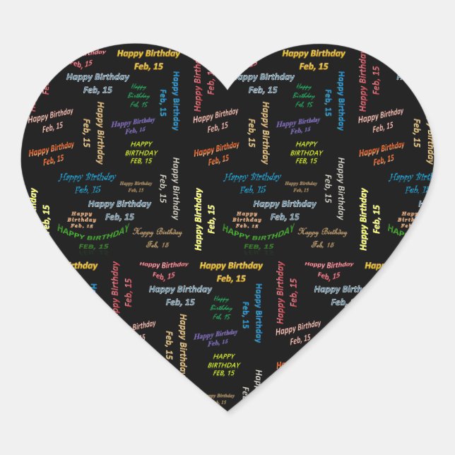 Adesivo Coração Fevereiro, 15 Aniversário (Frente)