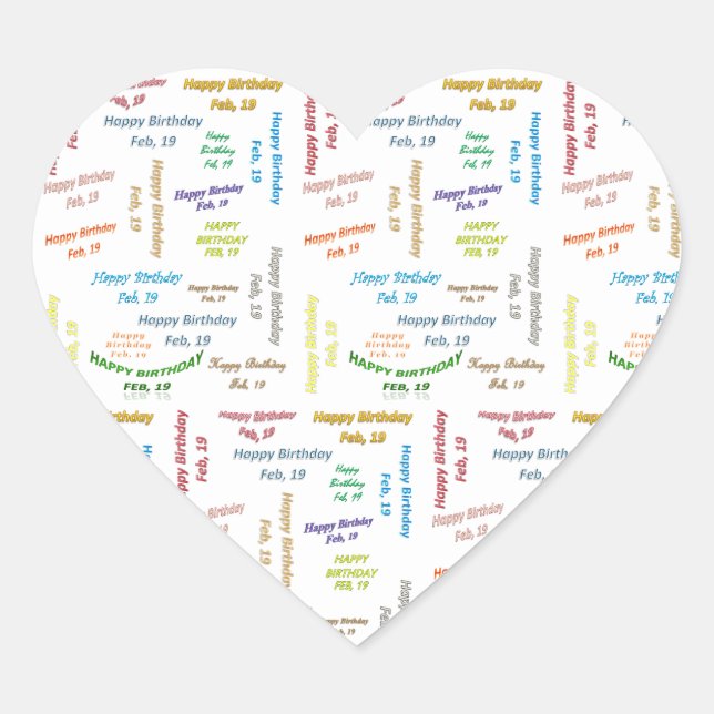 Adesivo Coração Fevereiro, 19 Aniversário (Frente)