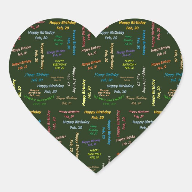 Adesivo Coração Fevereiro, 20 Aniversário (Frente)