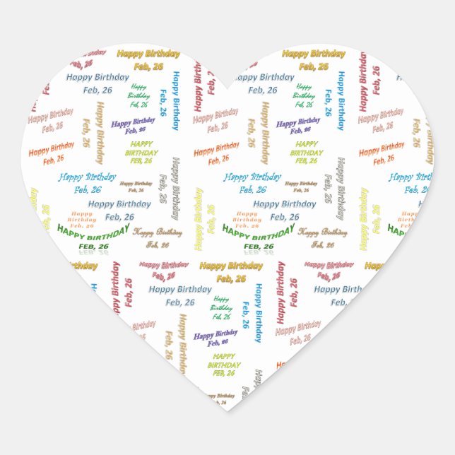 Adesivo Coração Fevereiro, 26 Aniversário (Frente)