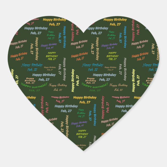 Adesivo Coração Fevereiro, 27 Aniversário (Frente)