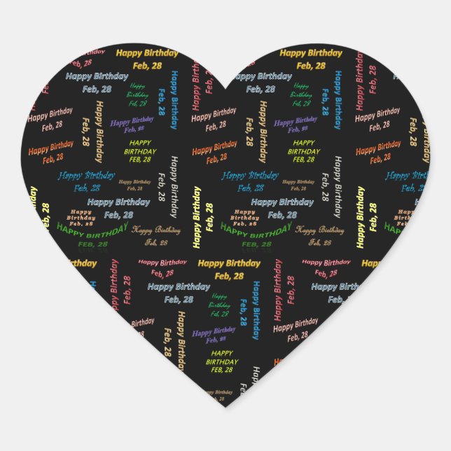 Adesivo Coração Fevereiro, 28 Aniversário (Frente)