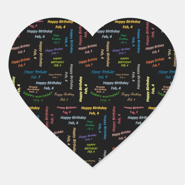 Adesivo Coração Fevereiro, 4 Aniversário (Frente)