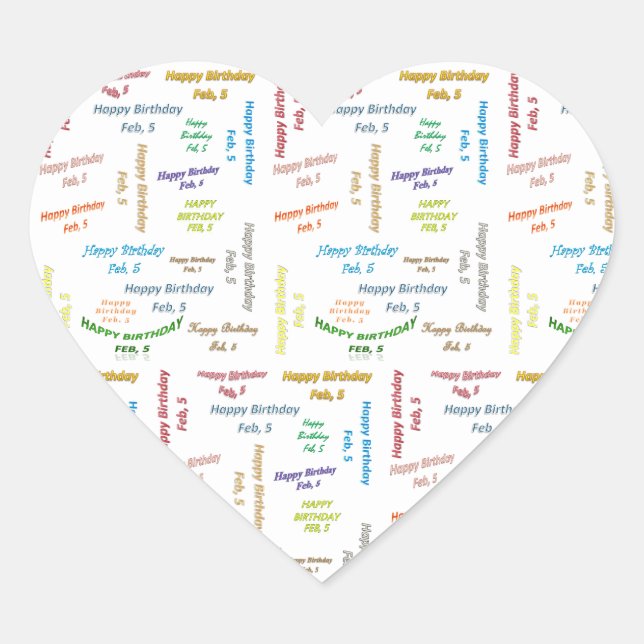 Adesivo Coração Fevereiro, 5 Aniversário (Frente)