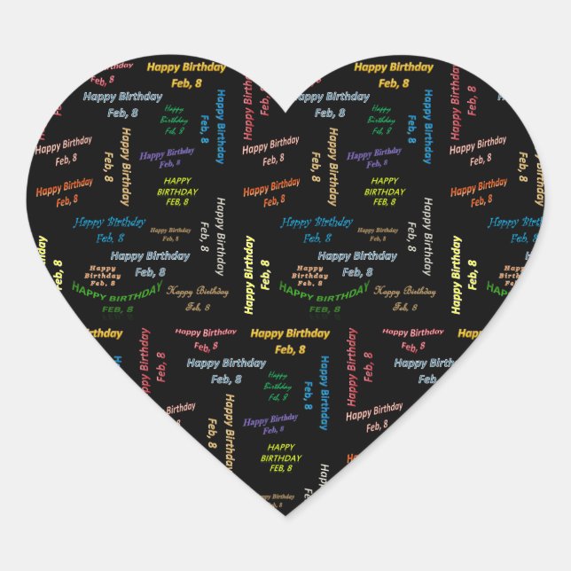 Adesivo Coração Fevereiro, 8 Aniversário (Frente)