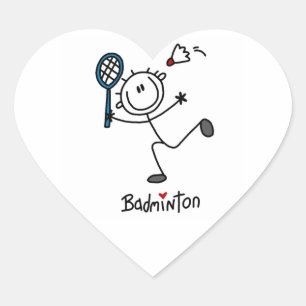 Adesivo Coração Figura de Homem Básico de Badminton