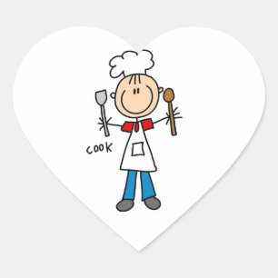 Adesivo Coração Figura de Palito Cozinheiro