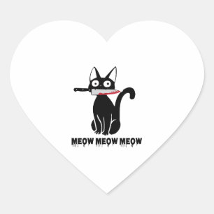Adesivo Coração Figurino De Halloween Cat Engraçado Ch Ch Ch Ch Me