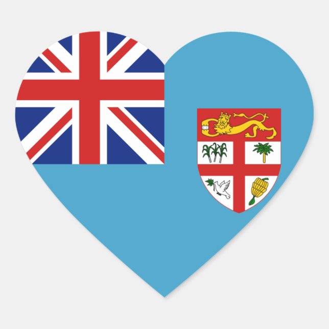 Adesivo Coração Fiji Flag Heart Sticker (Frente)