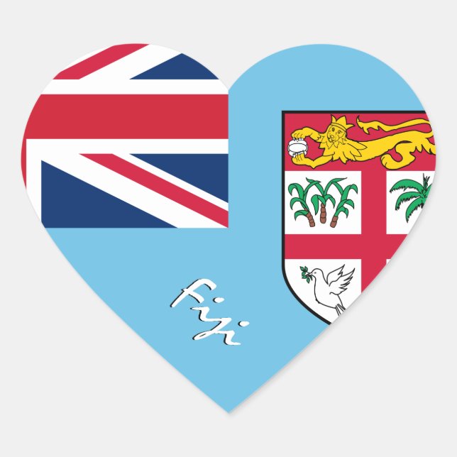 Adesivo Coração Fiji Heart Sticker, Patriotic Fijian Flag (Frente)