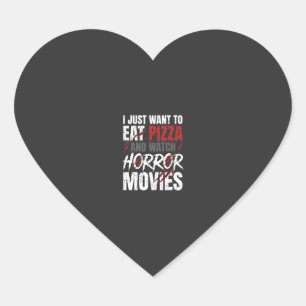 Adesivo Coração Filmes de Terror de Pizza Design de Halloween_1