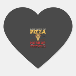 Adesivo Coração Filmes de Terror de Pizza Halloween Caveira Morceg