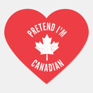 Adesivo Coração Fingir que sou canadense no dia das bruxas canaden