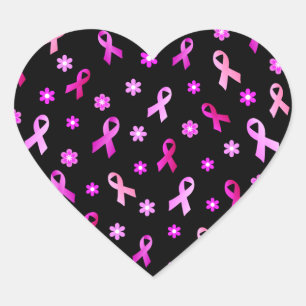 Adesivo Coração Fita cor-de-rosa do cancro da mama