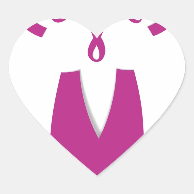 Adesivo Coração Fitas cor-de-rosa Sensibilização do Cancer de Arte (Frente)