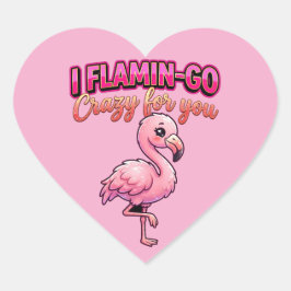 Adesivo Coração Flamingo Cute do Dia dos Namorados – Eu Fico Louco