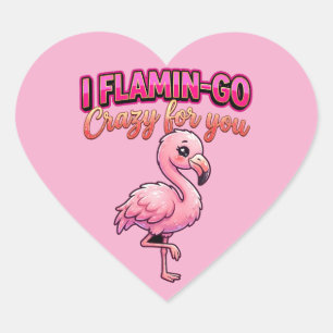 Adesivo Coração Flamingo Cute do Dia dos Namorados – Eu Fico Louco