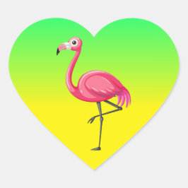 Adesivo Coração Flamingo Rosa em Estilo Cartoon