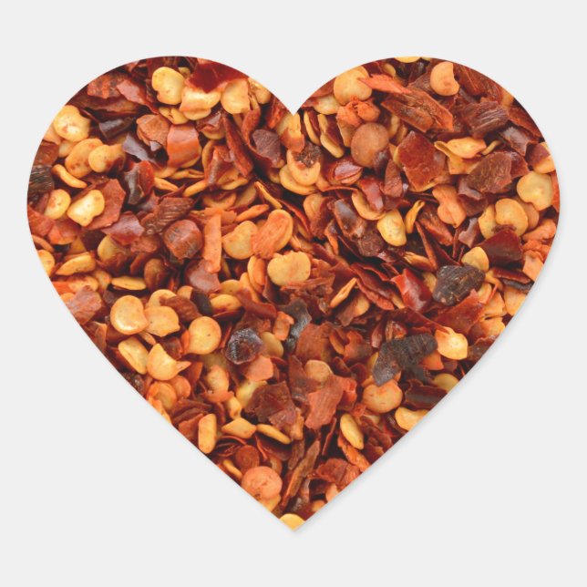 Adesivo Coração Flocos de frutos do gênero Capsicum secos a quente (Frente)