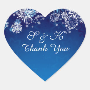 Adesivo Coração Flocos de neve brancos de Natal em forma de coraçã