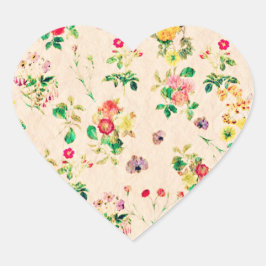 Adesivo Coração Flor Cor-de-rosa silvestre Vintage Country