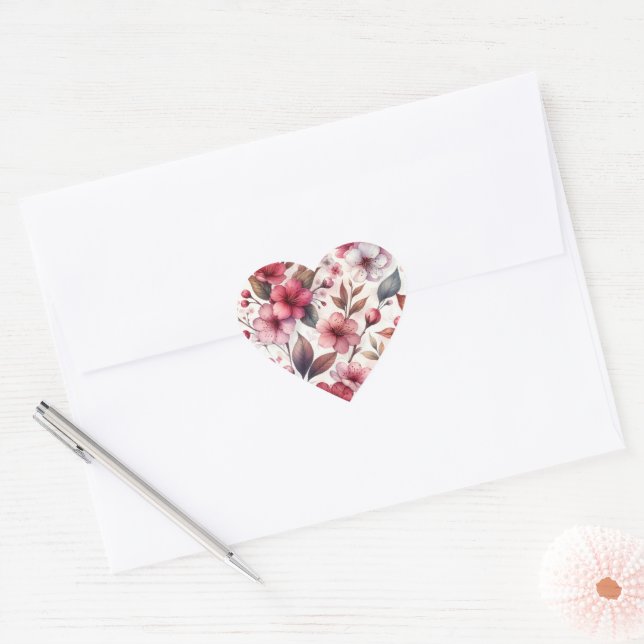 Adesivo Coração Flor de Cerejeira (Envelope)