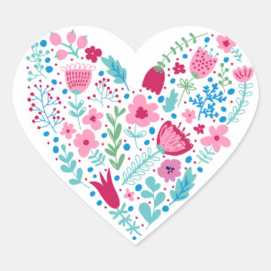 Adesivo Coração Floral