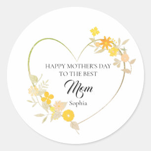 Adesivo Coração Floral do Dia das Mães com Nome Personaliz