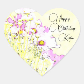 Adesivo Coração Floral Monogram Sticker