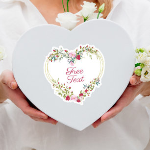 Adesivo Coração Floral no Texto Personalizado de Sombras