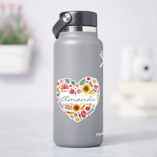 Adesivo Coração Floral Personalizado com Nome Botânico Per