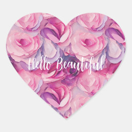 Adesivo Coração Flores bonito Rosa