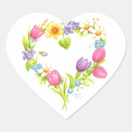 Adesivo Coração Flores de Molas de Coração