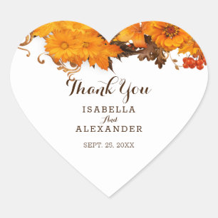 Adesivo Coração Flores De Outono E Cereais