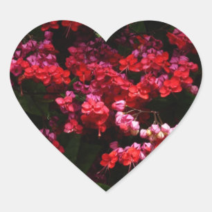 Adesivo Coração Flores de Pagode Colorido de Vermelho e Rosa