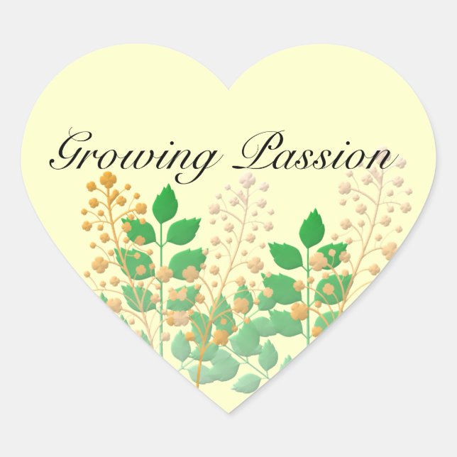 Adesivo Coração Flores e Folhas de Jardim de Stickers (Frente)