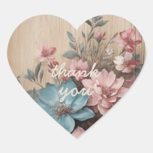 Adesivo Coração Flores em Pontos de Viagem de Madeira Decoração de