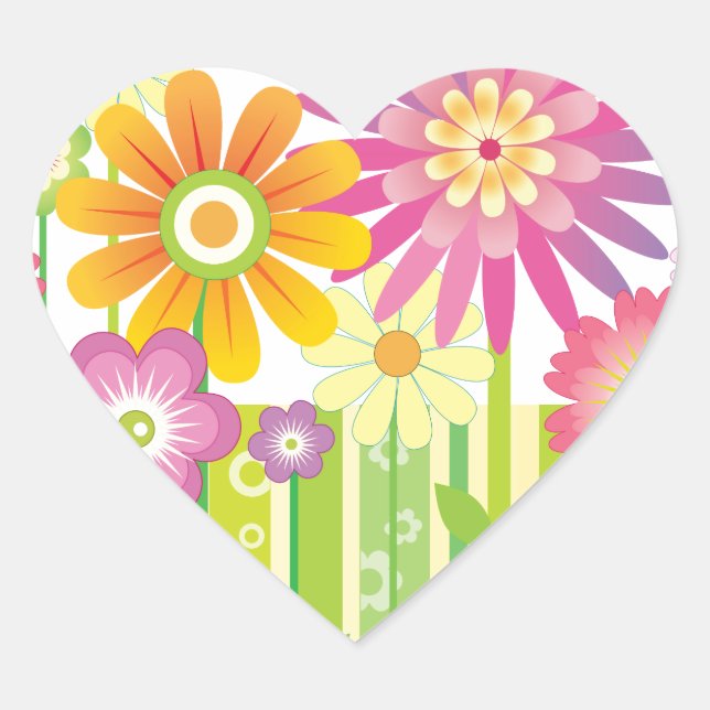Adesivo Coração Flores felizes (Frente)