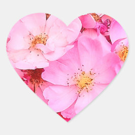Adesivo Coração Flores rosa