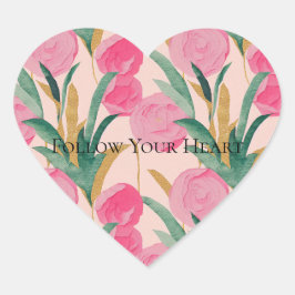 Adesivo Coração Flores Rosa