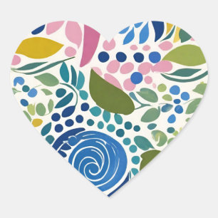 Adesivo Coração Florial flerta pintado e divertido