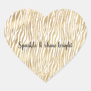 Adesivo Coração Flush Cream Zebra Glam Dourado Confetti Sparkle   