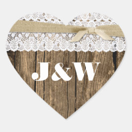 Adesivo Coração Foco de Envelope Rustic Wood and Lace Wedding