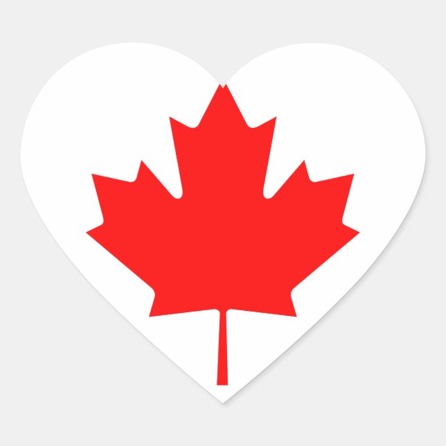 Adesivo Coração Folha de Mapeamento do Canadá (Frente)