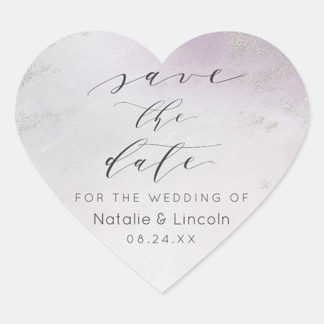 Adesivo Coração Folha de Prata Roxa Brilhante Brilhante Salva a Da (Frente)