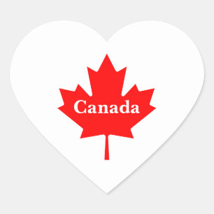 Adesivo Coração Folha vermelha do Canadá com texto personalizável